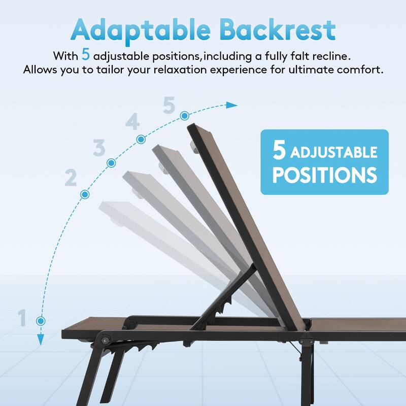 5-Position Reclining Folding Lounge Chair – Adjustable Backrest & Portable Relaxation