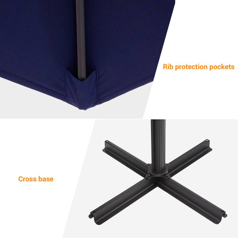 LIVOOSUN Outdoor Cantilever Offset Patio 11Ft Aluminum Umbrella w/Base