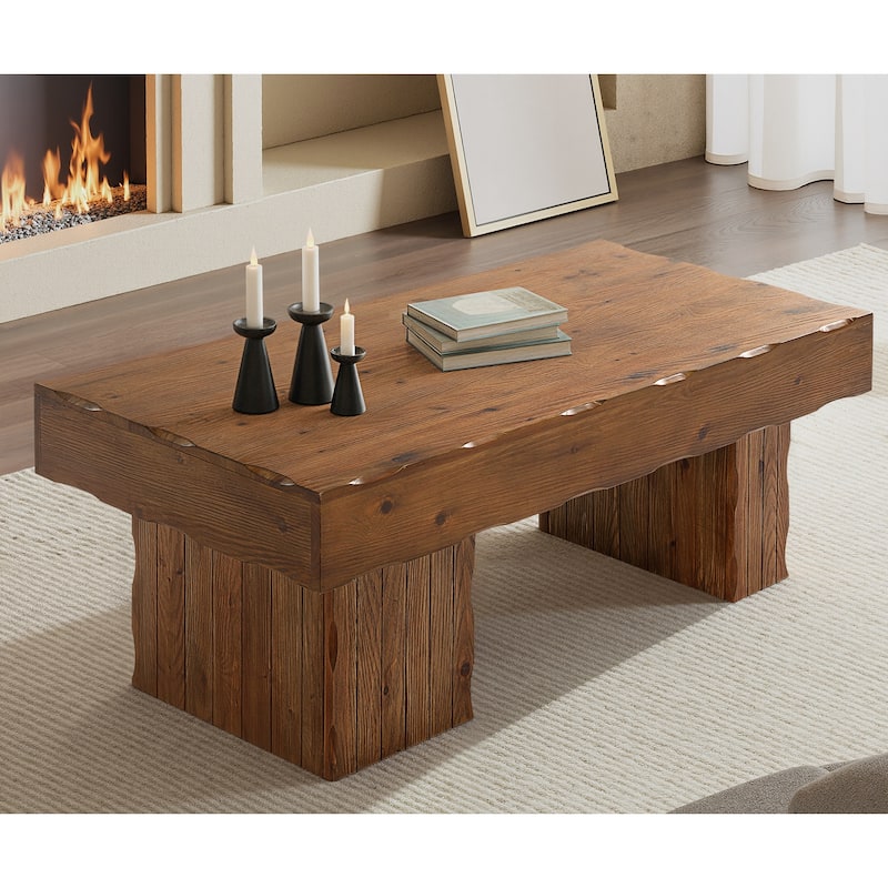 47" Solid Wood Rectangular Coffee Table, Cocktail Tea Center Table for Living Room Office