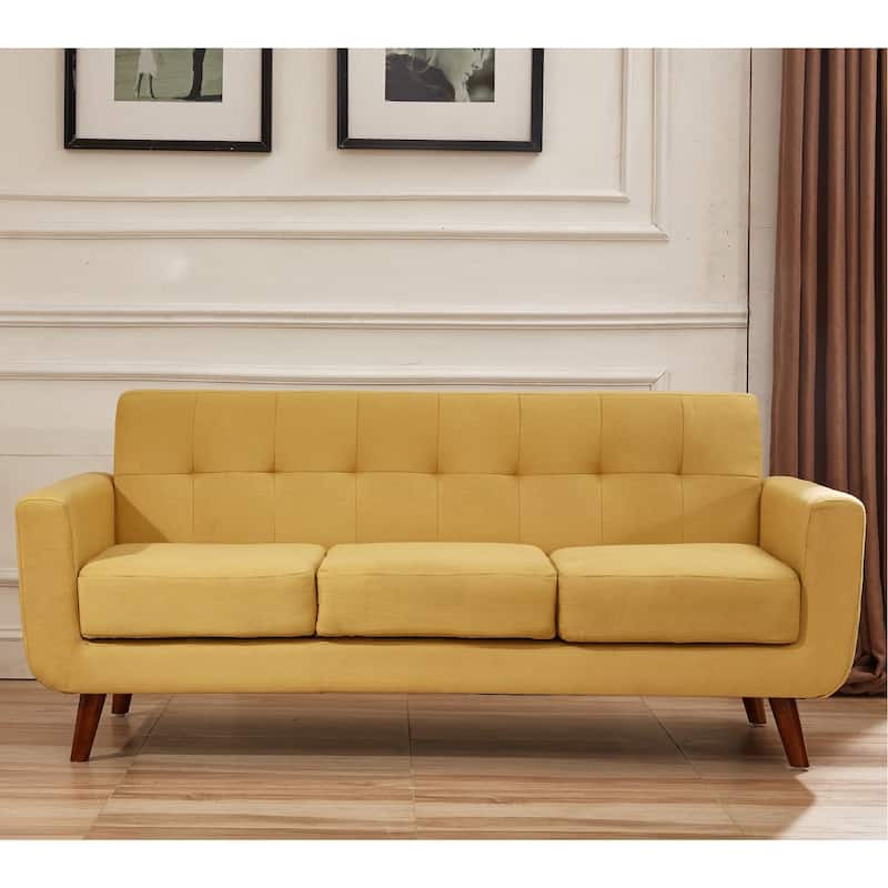 U.S. Pride Furniture Grace Rainbeau Linen Upholstered Tufted Mid-century Sofa
