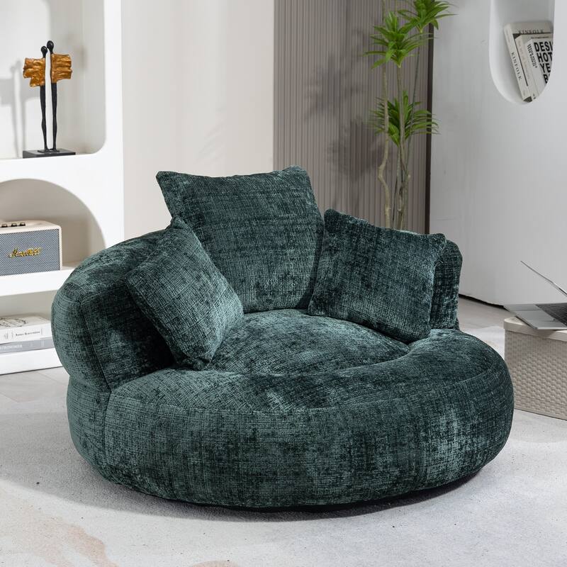 HOMEFUN Chenille Upholstered Durable Comfort Lounger High Back Bean Bag Chair - Emerald