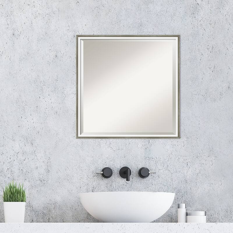 Beveled Wood Bathroom Wall Mirror - Lucie Frame
