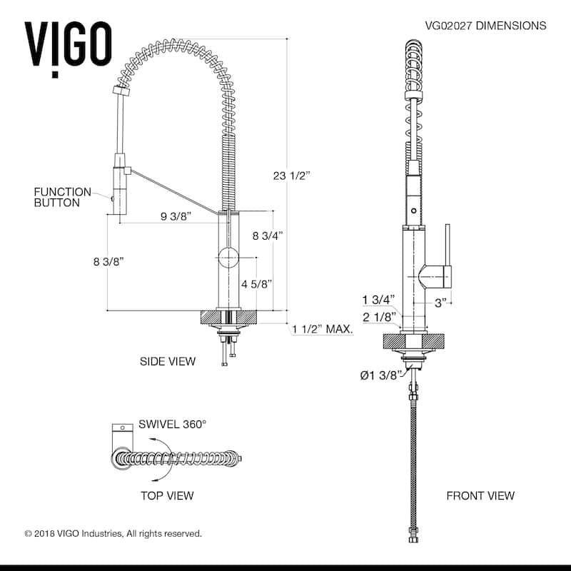 VIGO Livingston 24" H Single Handle Pull-Down Sprayer Kitchen Faucet