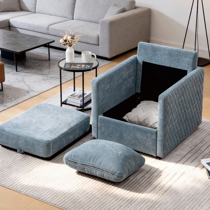 29.5"W Swivel Armchair with Hidden Storage,Club Chair Single Sofa with Pillow