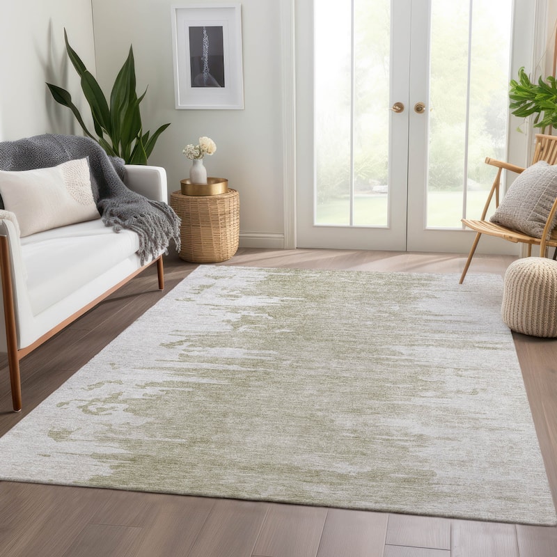 Machine Washable Indoor/ Outdoor Chantille Abstract Ombre Rug - Taupe - 10' x 14'