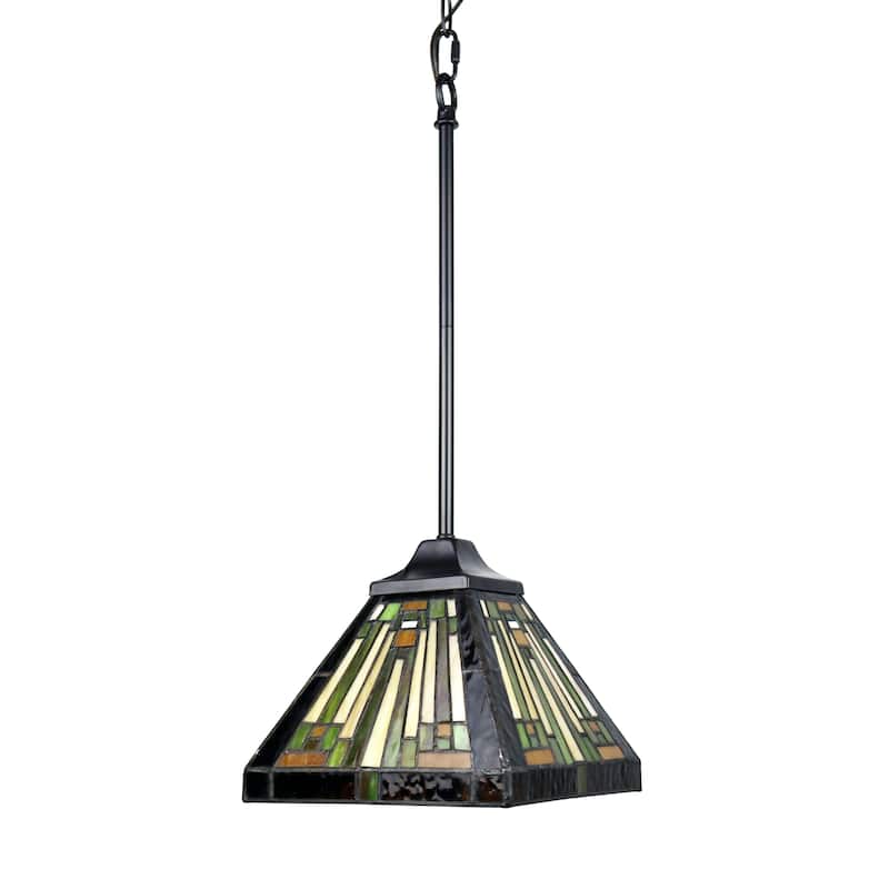 Tiffany-Style Mission Design 1-light Blackish Bronze Hanging Pendant