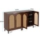 preview thumbnail 13 of 19, Set of 2 Rattan Sideboard, 59 Inch Buffet Cabinet with Doors, Accent Cabinet