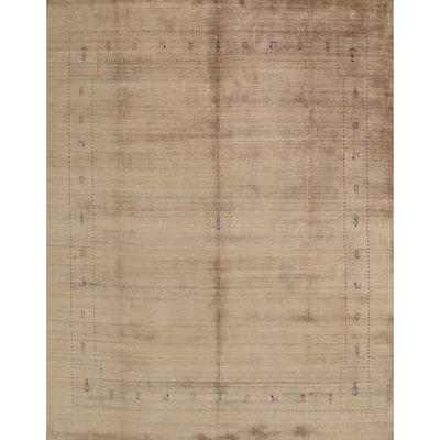 Hand Knotted Oriental 100% Wool Carpet Tribal Animal Pictorial Brown Gabbeh Area Rug - 8' 11'' X 8' 11''