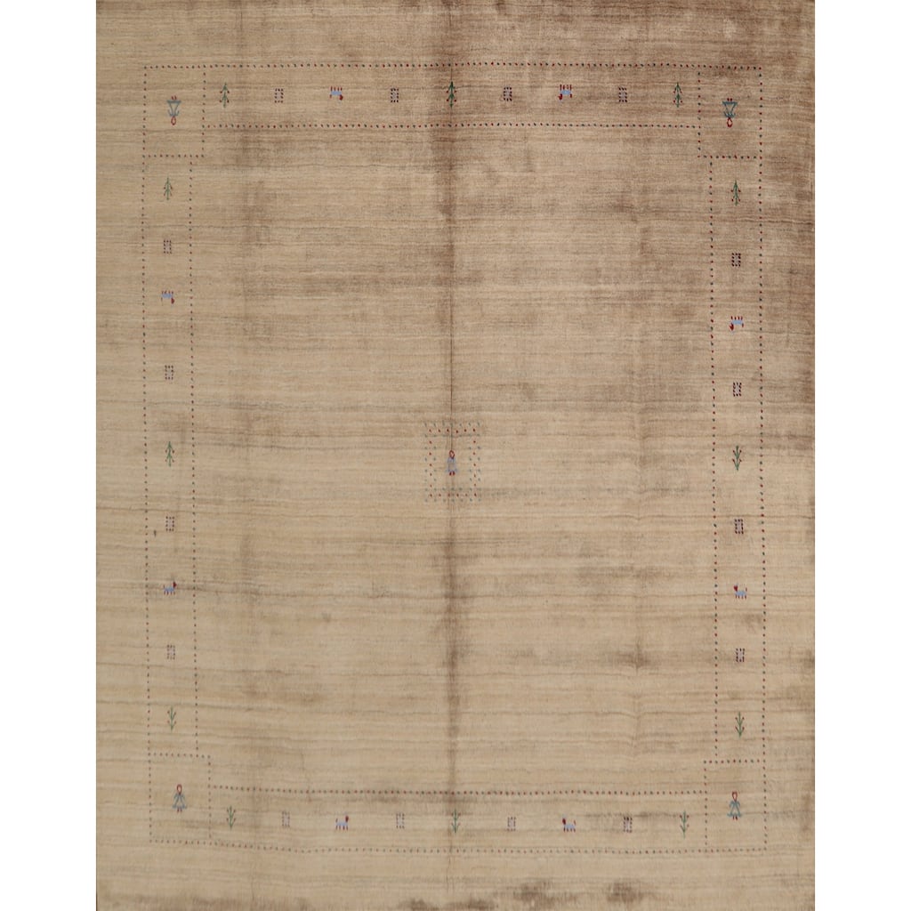 Hand Knotted Oriental 100% Wool Carpet Tribal Animal Pictorial Brown Gabbeh Area Rug - 8' 11'' X 8' 11''