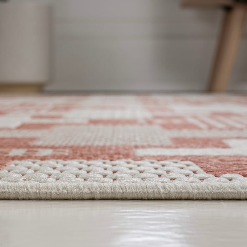 JONATHAN Y Lior Modern Geometric Tile Pattern Salmon/Cream Indoor/Outdoor Area Rug