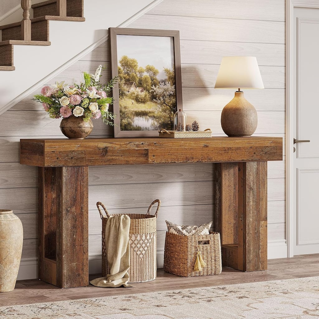 63" Wooden Console Table, Rectangular Sofa Table for Behind Couch, Entryway, HallwayLiving Room