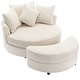 preview thumbnail 51 of 57, Roomfitters Modern 360° Swivel Barrel Chair with Hidden Storage Ottoman, Chenille Upholstery and Four Pillows