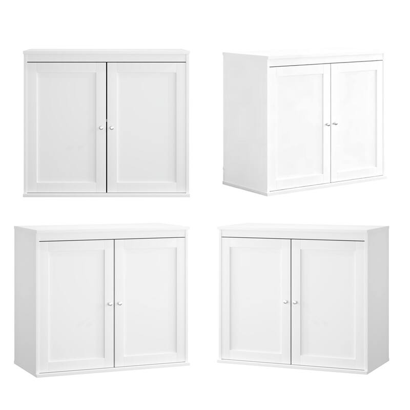 Kitchen Storage Cabinet with Double Doors with Adjustable Shelves, Sideboard Buffet, Modern White Cupboard