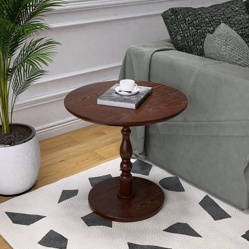 23"Accent Round Table, Round Side Table, Small Table for Small Spaces, Modern Accent Nightstand with Solid Wood Leg