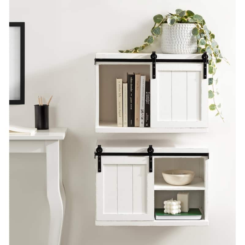 Kate and Laurel Cates Wood Floating Side Table with Cabinet