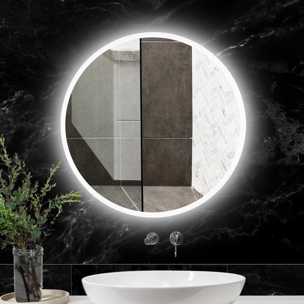 Backlit round bathroom mirror outlet