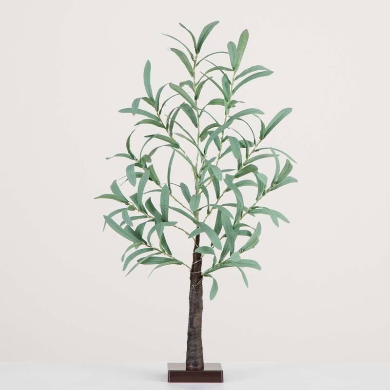 Pre-Lit Battery Operated Olive Artificial Tree - 2' - Warm White LED Lights