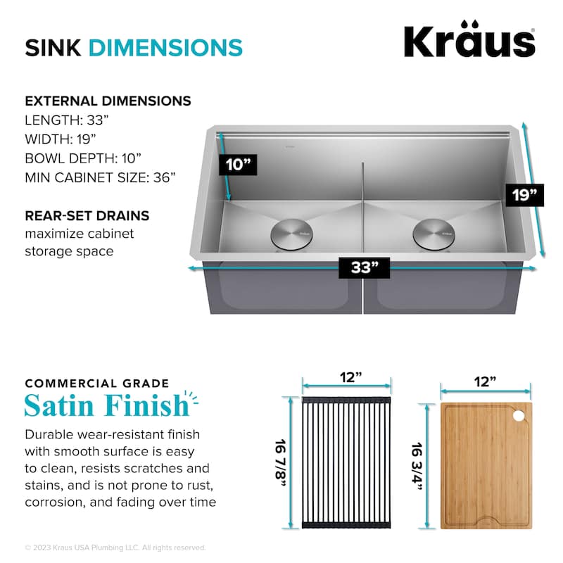 KRAUS Kore Workstation Undermount Stainless Steel Kitchen Sink