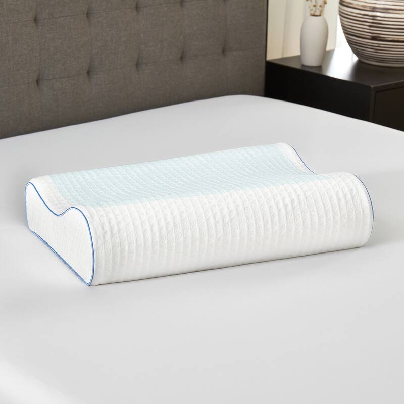 Bodipedic Comfort Gel Overlay Contour Memory Foam Bed Pillow - White