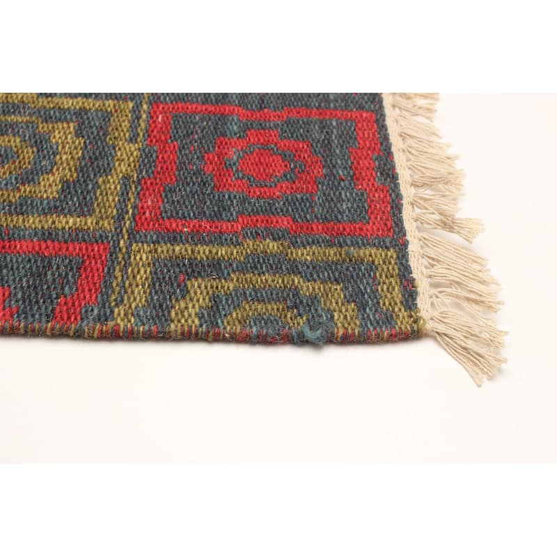 ECARPETGALLERY Flat-Weave Ankara FW Red Wool Kilim - 5'3 x 7'7