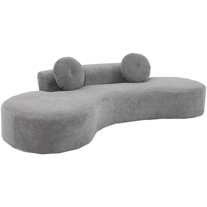105.5" Curved Sofa, Modern Living Room Upholstered Sofa with 2 Throw Pillows, Leisure Cloud Couch for Apartment, Office