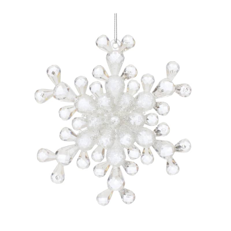 Glittered Snowflake Christmas Ornaments - 5.25" - 24ct