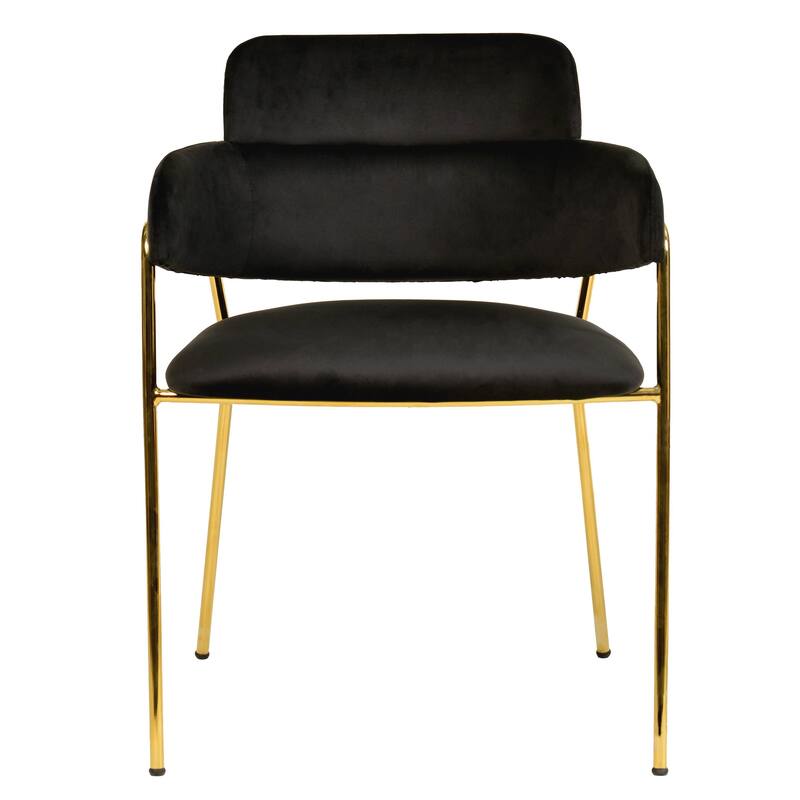 LeisureMod Axis Set of 2 Modern Upholstered Dining Chairs with Gold Stainless Steel Legs, Pair of Accent Side Chairs for Kitchen