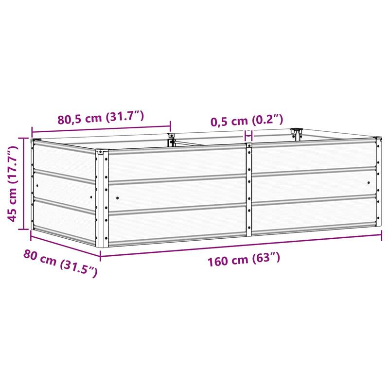 vidaXL Planter in Steel - 62.99 x 31.50 x 17.72