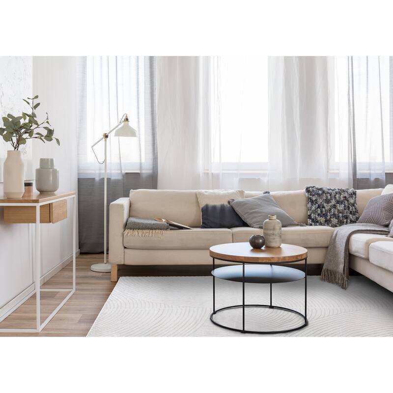 Neutral Swirls Modern Rug in Light Cream
