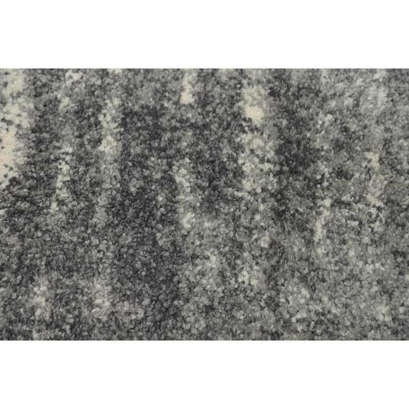 Machine Made Oriental Polyester Carpet Modern All-Over Greys & Charcoal Shaggy Area Rug - 10' 0'' X 7' 10''