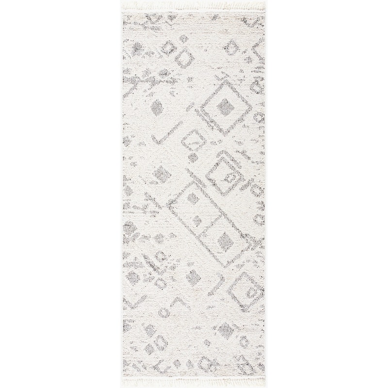Livabliss Rustic Berlin Diamond Area Rug - 2'7" x 7'3" - 2'7" x 7'3" - Ivory/Black