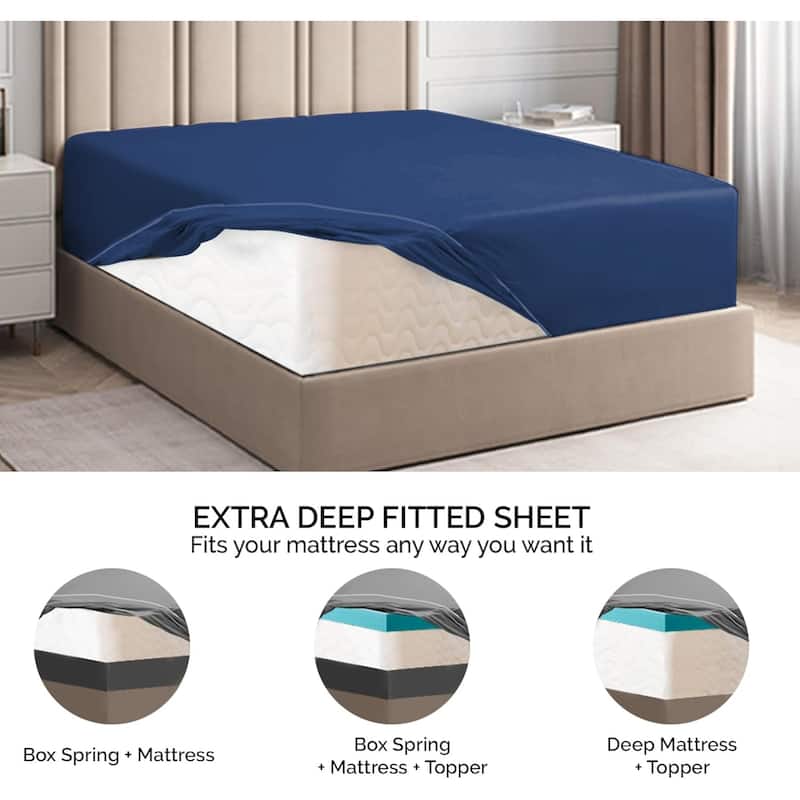 CGK Linens Microfiber Extra Deep Pocket 18" - 24" Inch Fitted Sheet