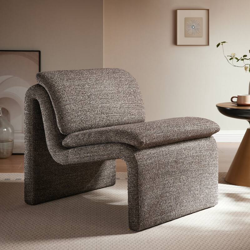 Lume Boucle Upholstered Armless Accent Chair - Antique
