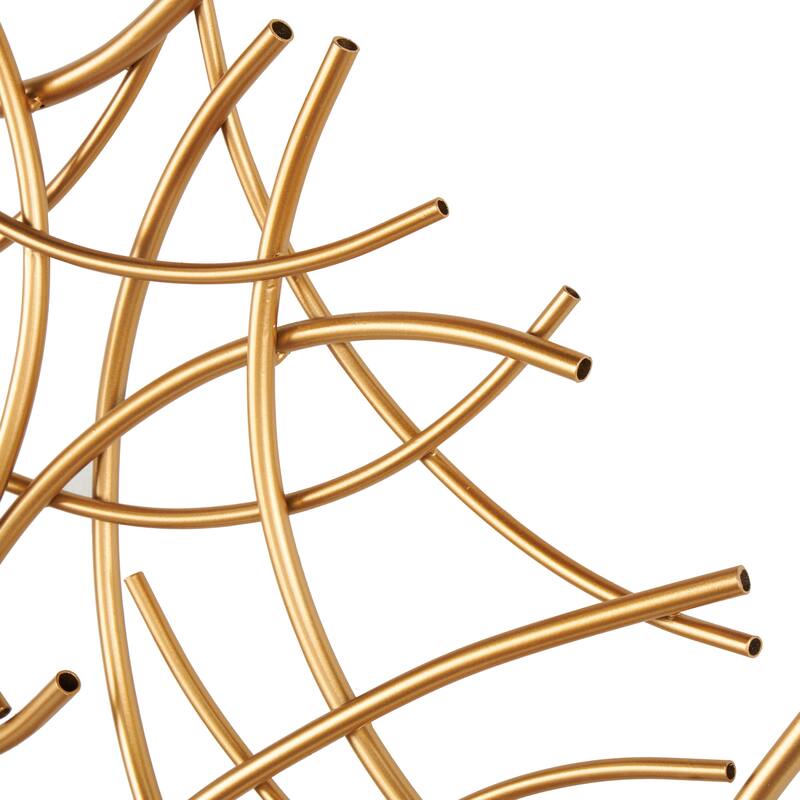 Gold Metal Overlapping Curved Sticks Abstract Home Wall Decor