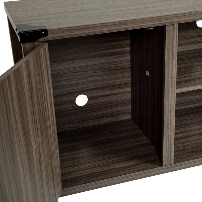 59" Modern Farmhouse Media Console with Barn Doors & Adjustable Shelf