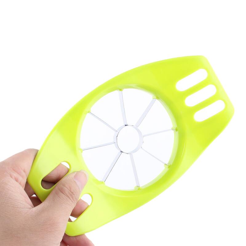 Household Kitchen Plastic Grip Pear Apple Friut Wedger Slicer Corer Cutter Green - Green,Silver Tone