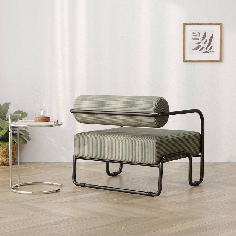 Modern Designed Corduroy Fabric Accent Chair with Thick Cushion