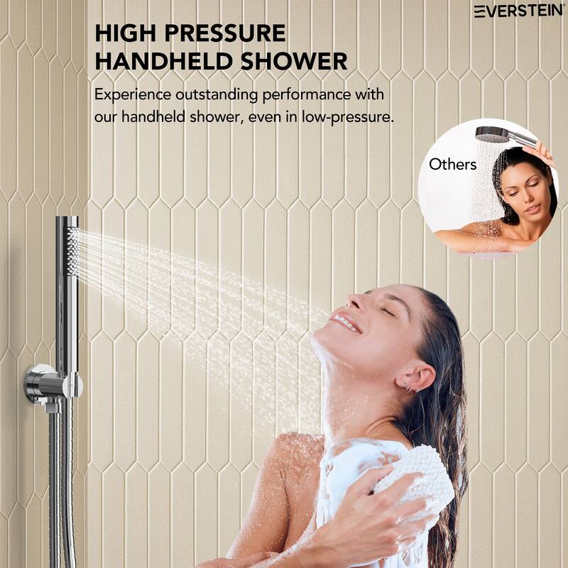 Pressure Balance 3-Functions Shower Head System, 10" Shower Faucet Set with Tub Faucet Spout