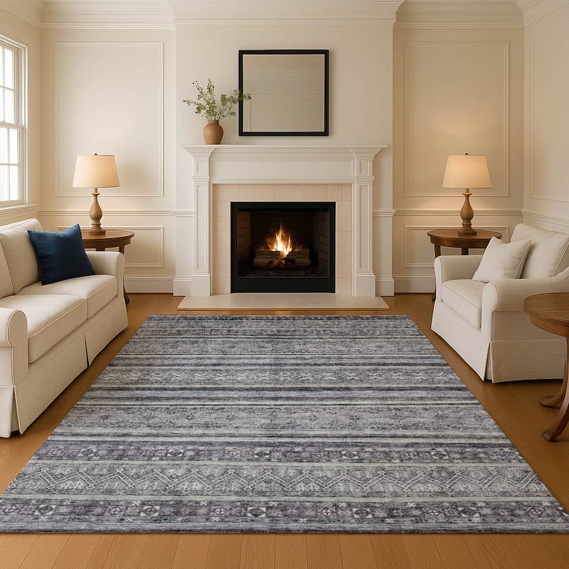 Premium Washable Super Soft Boho Stripes Mayfield Rug - Gray - 5' x 7'6"