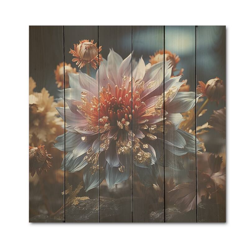 Designart "Crystal Cornflowers Harmony" Cornflowers Wood Wall Decor - Traditional Blue Wood Panel On Natural Pine Wood