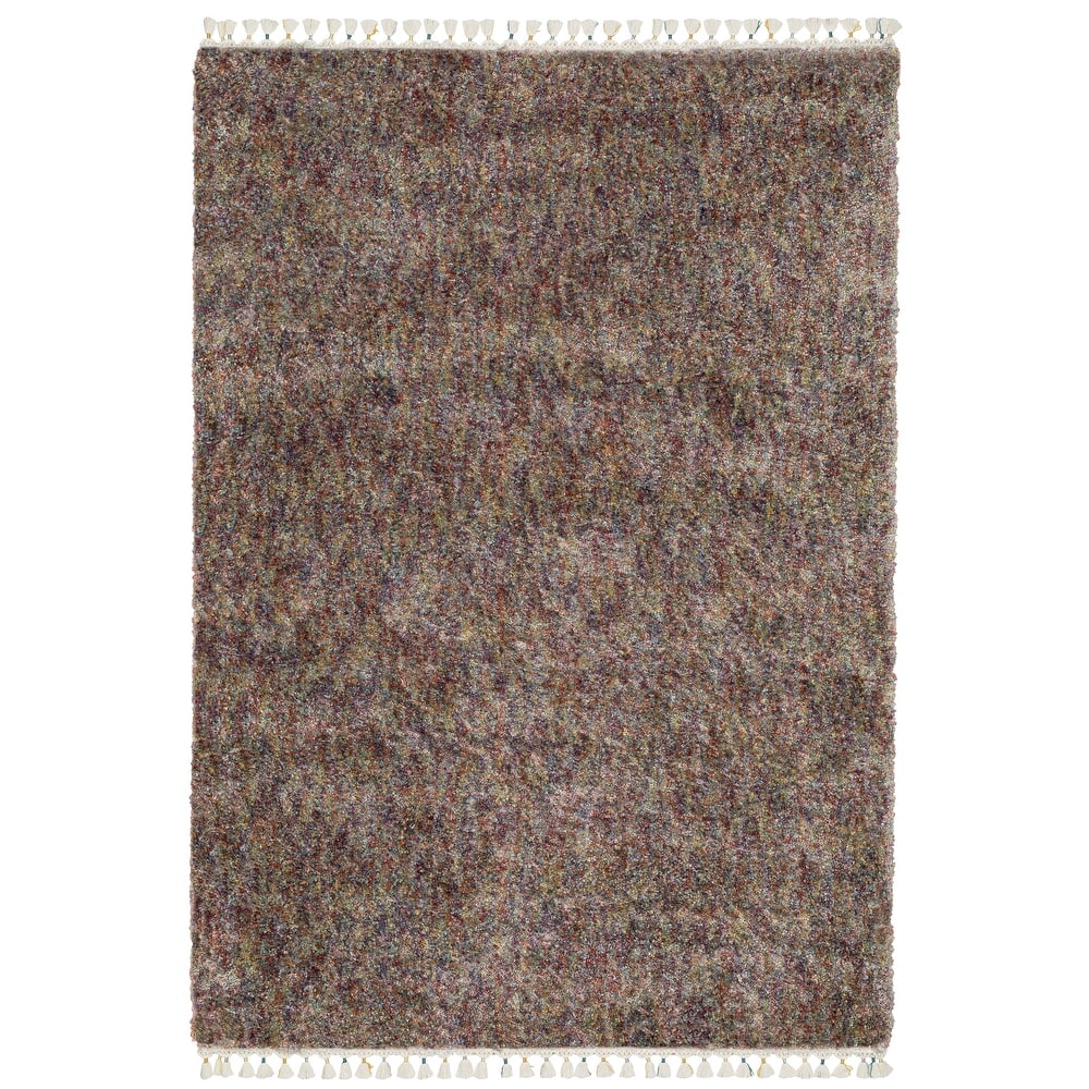 Style Haven Aire Multi-colored Static Solid Shag Tassel Fringe Area Rug.