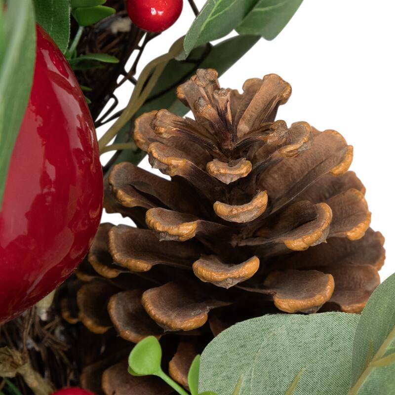 Crabapple Berries Boxwood Pine Artificial Christmas Wreath 26" Unlit