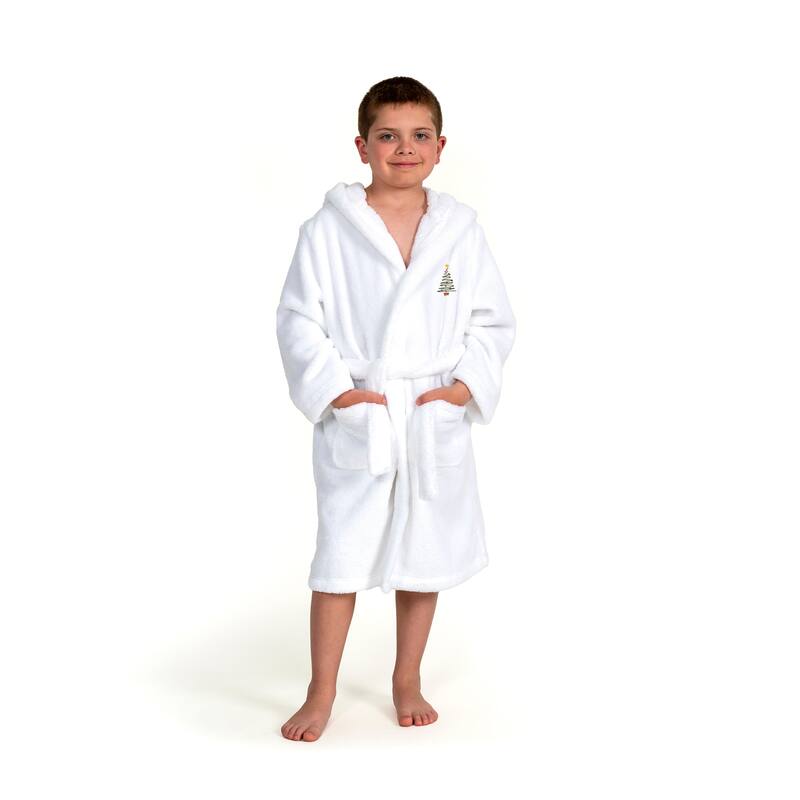 Sweet Kids 100% Polyester SUPER PLUSH Double Brushed Hooded Bathrobe - CHRISTMAS TREE