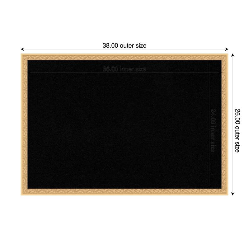 Bethany Gold Wood Framed Cork Board - Bulletin Board, Organization Board, Pin Board - Black - 38 x 26 in