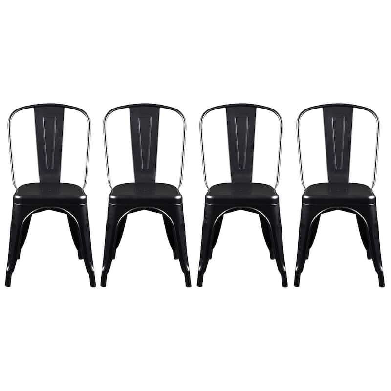 HomeRoots Set of Four Black Steel Dining Side Chairs - 17.13' X '32.88' X '21.26