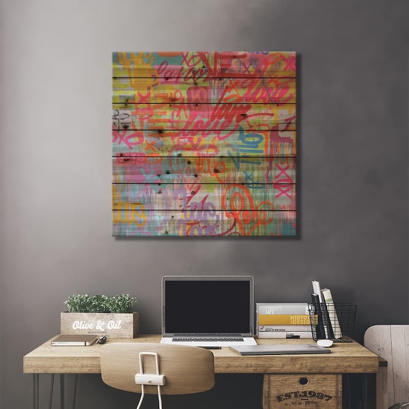 Love 4 All Print On Wood by KBM - Multi-Color