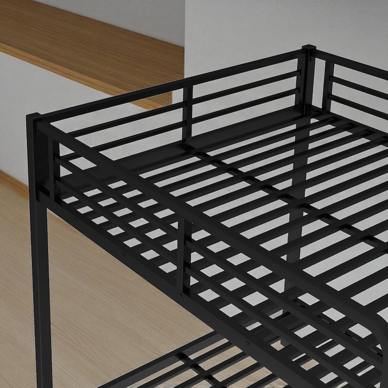 Twin XL over Twin XL/Full over Full Metal Bunk Bed with Twin Size Trundle, Black - Strong and Stable