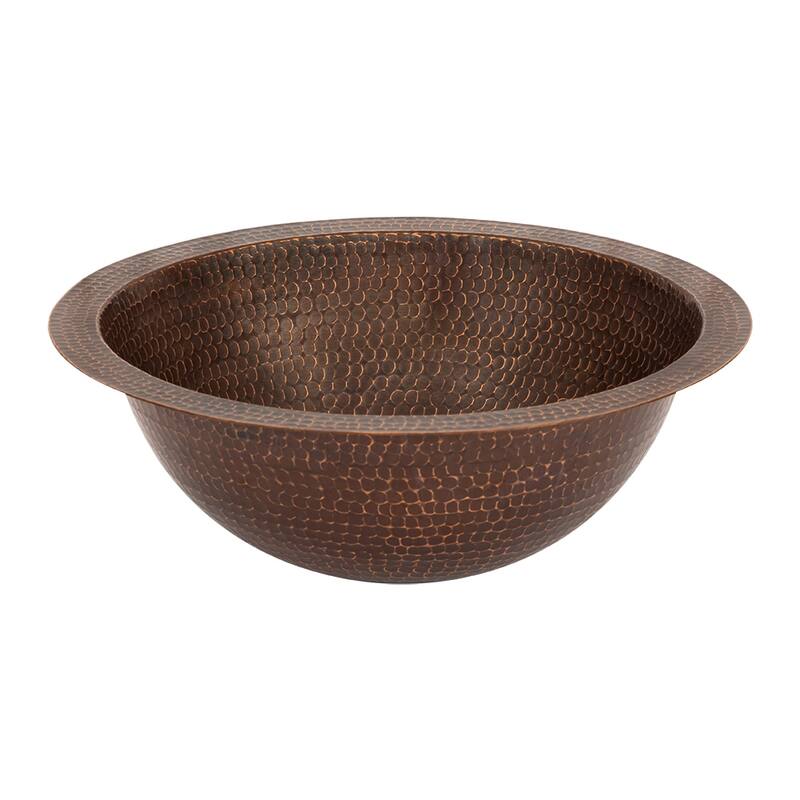 14-in Round Under Counter Hammered Copper Bathroom Sink (OS-BTH145DB)