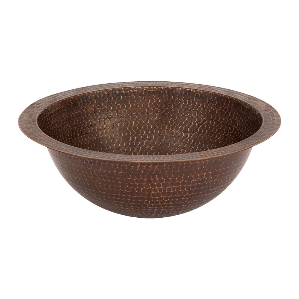 14-in Round Under Counter Hammered Copper Bathroom Sink (OS-BTH145DB)