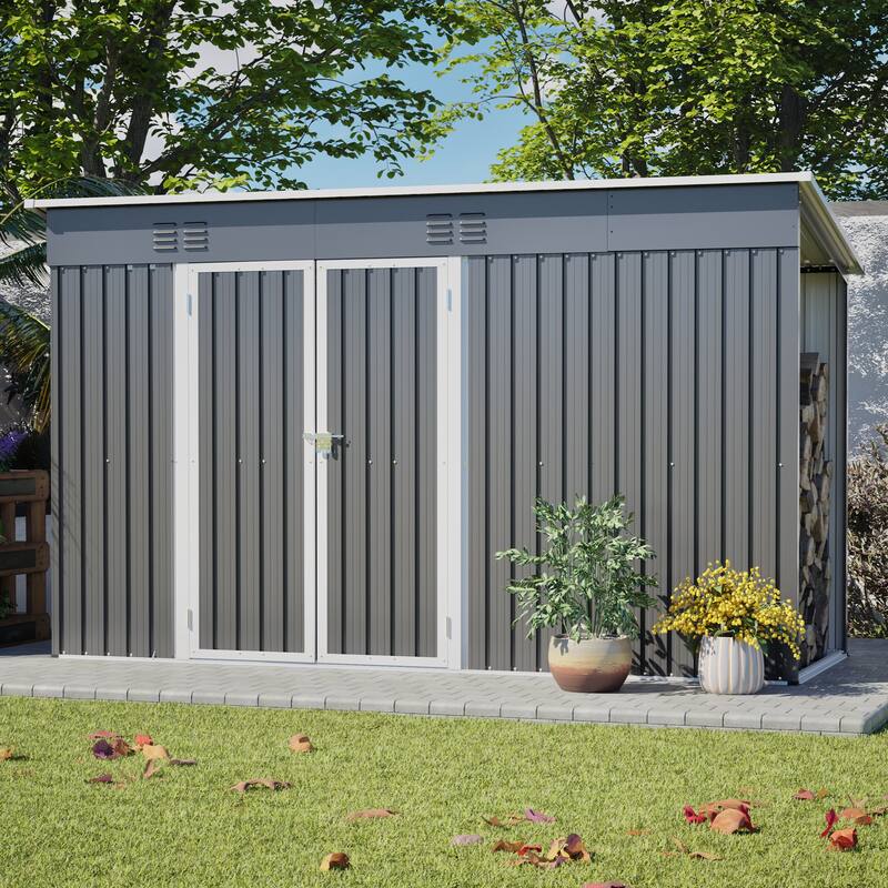 GDFStudio - Lucas All-Weather Outdoor Heavy Duty Metal Storage Shed with Robust Construction and Easy Assembly